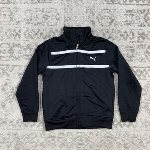 Puma Boys Unlined Jacket Navy Blue w/White Stripes On Sleeves Youth Size 5